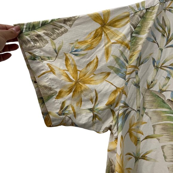 Tommy Bahama Men Beige Bamboo Floral Hawaiian Silk Short Sleeve Button Shirt XXL - Picture 5 of 5
